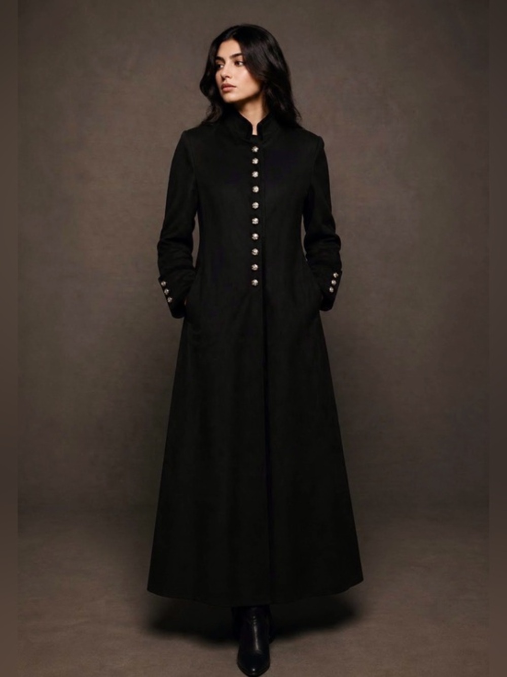 Harve Bernard full length wool blend maxi coat. Black.  Size 16